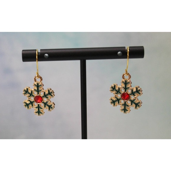 Fashion Gold Drop Snowflake Earrings  E156 - Picture 3 of 3